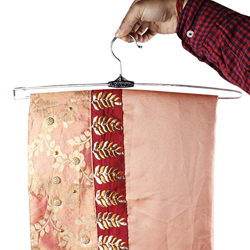 ROLLYWARE Premium 100% Stainless Steel Push Clip Lockable Technology Hangers For Clothes Velvet, Trouser, Saree, Pants Skirt Wardrobe Pack Of 20 Count - Image 3
