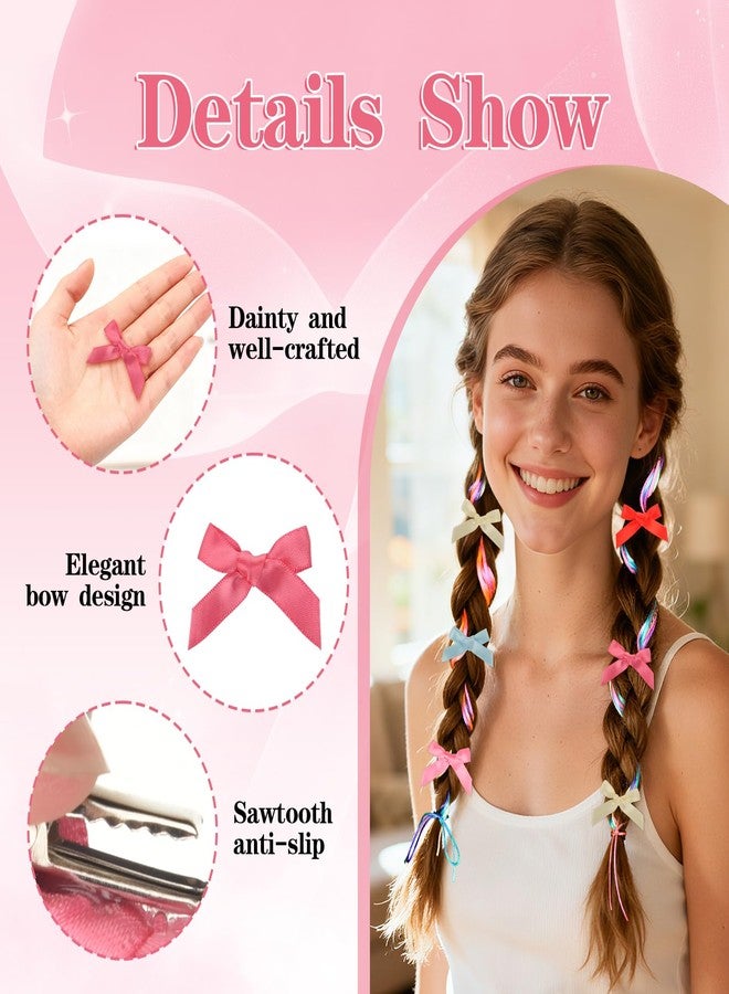Fengek 60 Pcs Navratri Hair Accessories Set - 30 Mini Bows for Hair & 30 Colorful Hair Strings, Small Ribbon Bow Clips & Coquette Bows for Women - Image 4