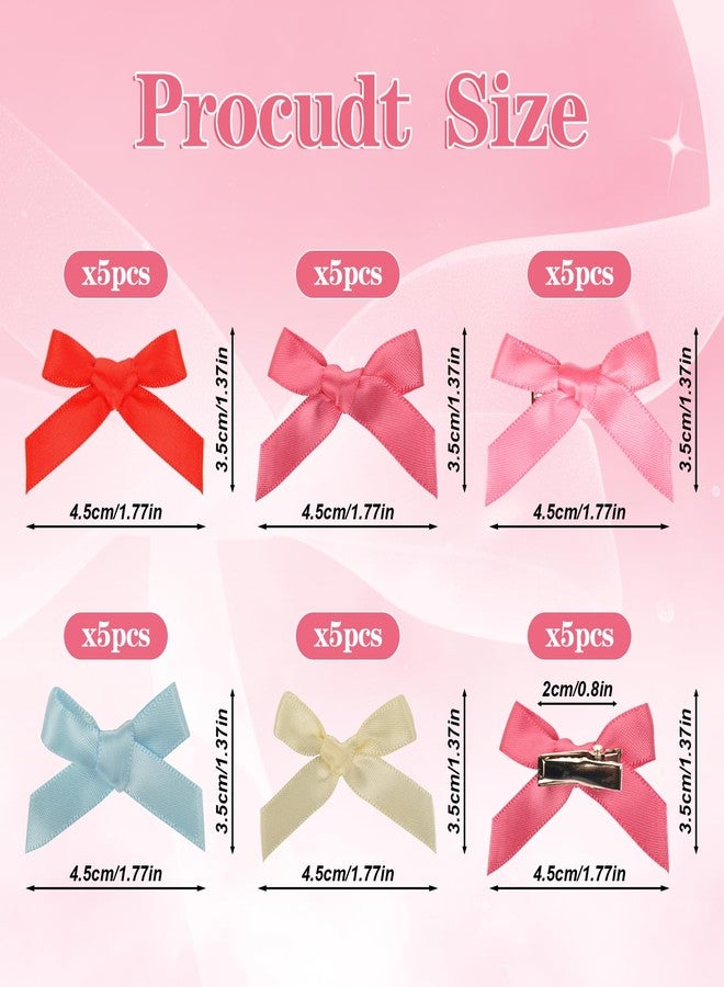 Fengek 60 Pcs Navratri Hair Accessories Set - 30 Mini Bows for Hair & 30 Colorful Hair Strings, Small Ribbon Bow Clips & Coquette Bows for Women - Image 2