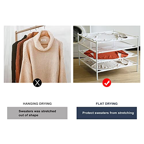 STO STO Sweater Drying Rack, 4-Pack Stackable Mesh Clothes Drying Rack, Laundry Drying Rack for Sweaters, Socks, Toys, White - Image 3