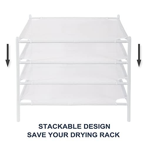 STO STO Sweater Drying Rack, 4-Pack Stackable Mesh Clothes Drying Rack, Laundry Drying Rack for Sweaters, Socks, Toys, White - Image 5