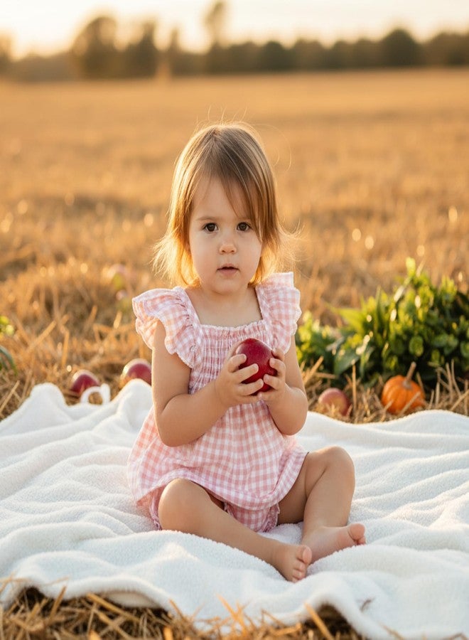 Brvxia Baby Girl Summer Clothes Plaid Ruffle Shirt Tops Bloomers Shorts 2 Pcs Infant Cute Outfits Set 3 6 12 18 24 Months (Plaid Pink, 12-18 Months) - Image 3