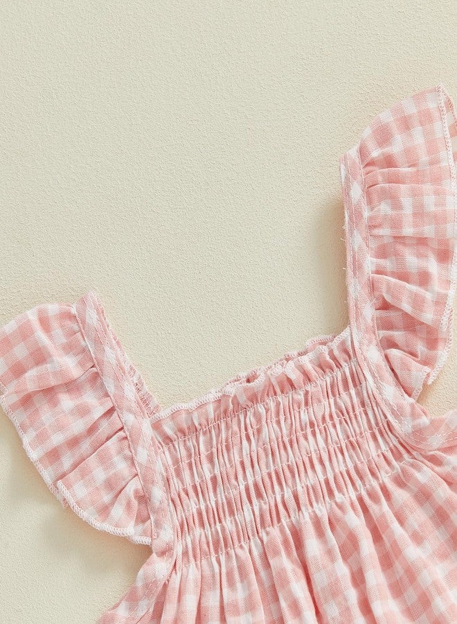 Brvxia Baby Girl Summer Clothes Plaid Ruffle Shirt Tops Bloomers Shorts 2 Pcs Infant Cute Outfits Set 3 6 12 18 24 Months (Plaid Pink, 12-18 Months) - Image 5