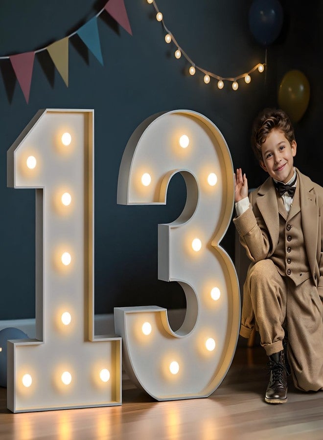 imprsv Marquee Numbers Large 13th-Birthday Decorations: 3FT Light Up Numbers 13 Years Old Birthday Decor for Girl Boy Big Sign Party Anniversary Cardboard Backdrop Mosaic Balloon Signs Blocks - Image 1