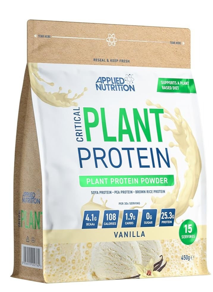Applied Nutrition - Critical Plant Protein - Vegan Protein Powder, Plant Based Supplement (450G - 15 Servings) (Vanilla) - Image 1