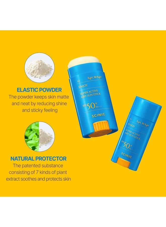 Enjoy Super Active Airy Sun Stick SPF50+ PA++++ 0.53oz (15g) | Strong UV Protection Anytime, Anywhere Air-light, Clear | Korean Skincare