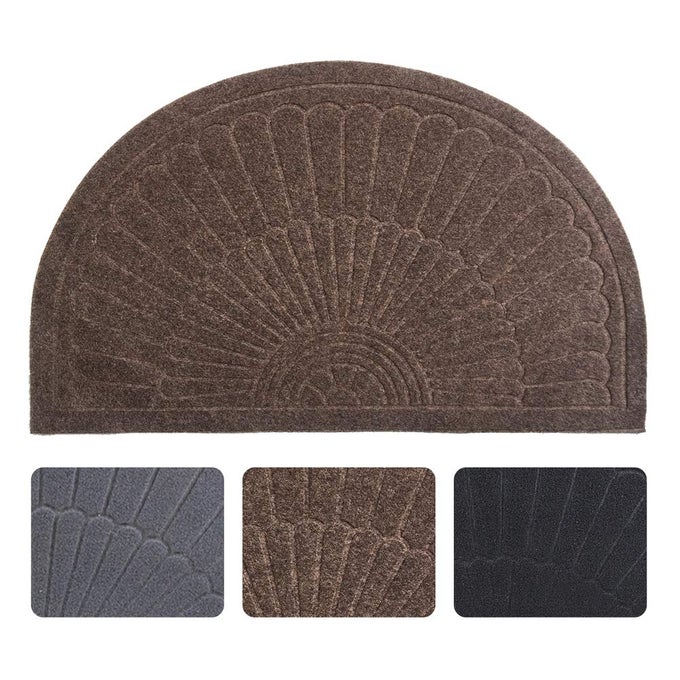 HALF ROUND DOOR MAT INDOOR HALF CIRCLE ENTRANCE RUGS OUTDOOR HALF MOON ENTRYWAY RUG HALF ROUND FRONT DOOR MATS RUBBER WELCOME MAT NON SLIP BROWN