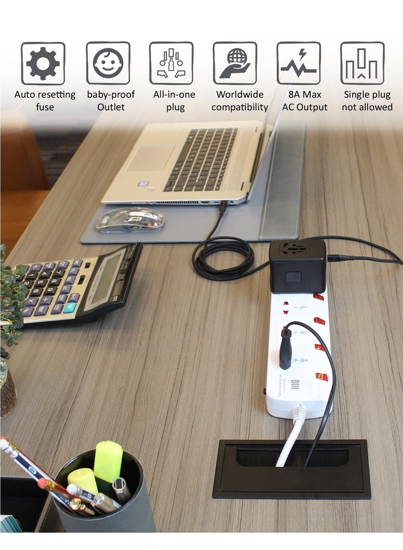 Max & Max Universal Power Adapter 5V 2.1A – Compatible with Mobile, Laptop, Desktop, Tablet, Phone, Camera, PDA, MP3 Player – Black - Image 2