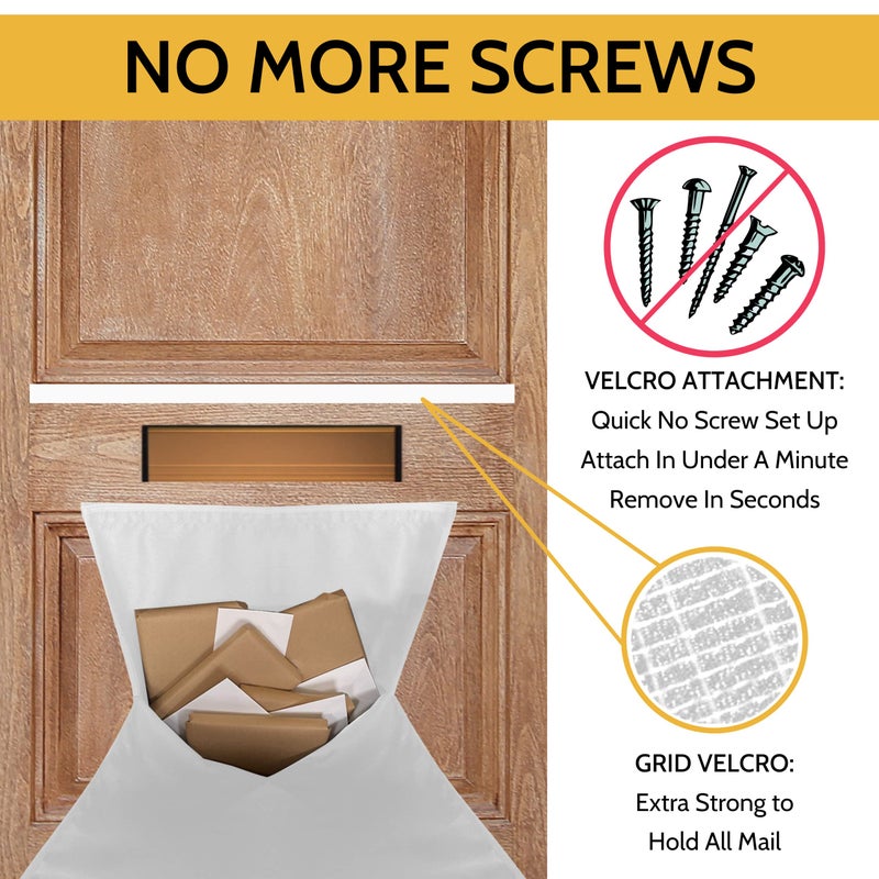 Nevkha Slimline Mail Slot Catcher, Post Letter Box Cage Ideal for UPVC, Glass, Wood and Metal Doors. Wide Dimensions for Letters, Small Packages. No Screws or Tools Required - White - Image 3