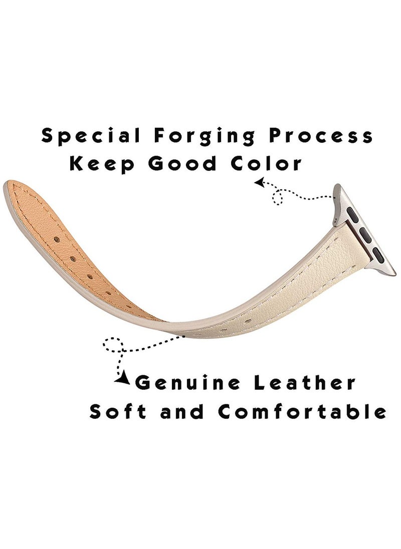 Ofrdncy - Ofrdncy Slim Leather Bands Compatible with Apple Watch Band 49mm 46mm 45mm 44mm 42mm 41mm 40mm 38mm, Top Grain Leather Thin Apple Watch Strap for iWatch Ultra 2/1 Series 10 9 8 7 6 5 4 3 2 1 SE Multi - Image 1
