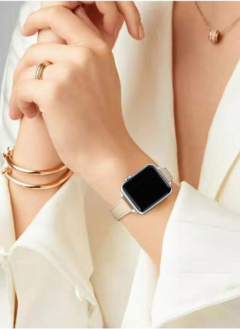 Ofrdncy - Ofrdncy Slim Leather Bands Compatible with Apple Watch Band 49mm 46mm 45mm 44mm 42mm 41mm 40mm 38mm, Top Grain Leather Thin Apple Watch Strap for iWatch Ultra 2/1 Series 10 9 8 7 6 5 4 3 2 1 SE Multi - Image 1