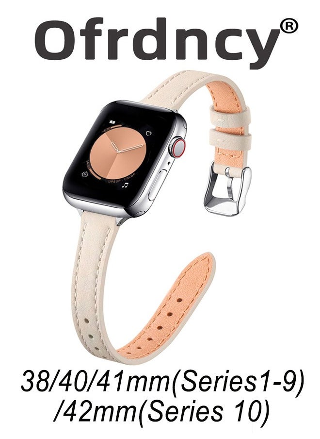 Ofrdncy - Ofrdncy Slim Leather Bands Compatible with Apple Watch Band 49mm 46mm 45mm 44mm 42mm 41mm 40mm 38mm, Top Grain Leather Thin Apple Watch Strap for iWatch Ultra 2/1 Series 10 9 8 7 6 5 4 3 2 1 SE Multi - Image 1