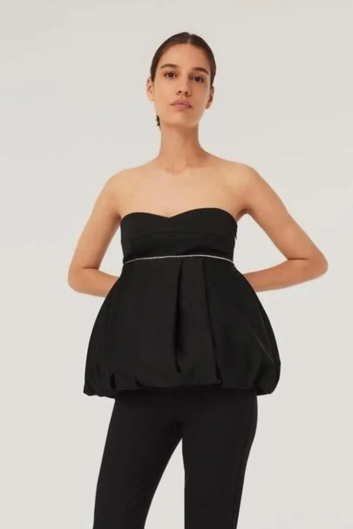 Exquise Strapless Blouse with Stone Embellishment