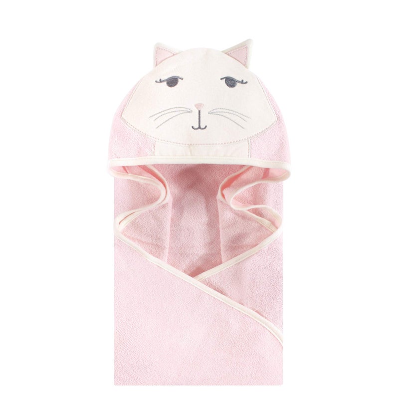 Hudson Baby Unisex Baby Cotton Animal Face Hooded Towel, Kitty, One Size