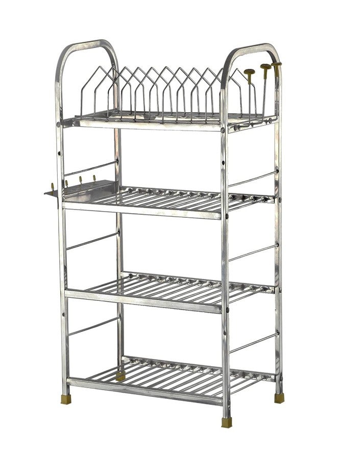IronTech Stainless Steel Wall Mount Dish Rack/Modular Storage Rack/Utensils Rack With Plate & Cutlery Stand for Kitchen (24x18 Inch) - Image 4