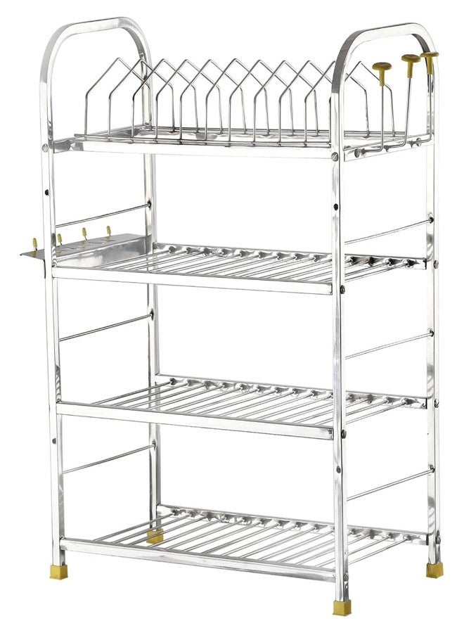 IronTech Stainless Steel Wall Mount Dish Rack/Modular Storage Rack/Utensils Rack With Plate & Cutlery Stand for Kitchen (24x18 Inch) - Image 2
