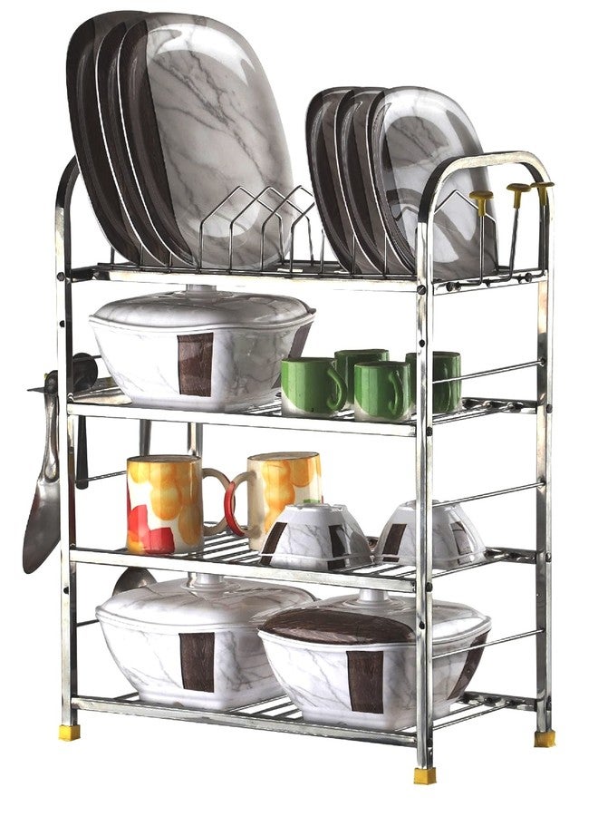 IronTech Stainless Steel Wall Mount Dish Rack/Modular Storage Rack/Utensils Rack With Plate & Cutlery Stand for Kitchen (24x18 Inch) - Image 1