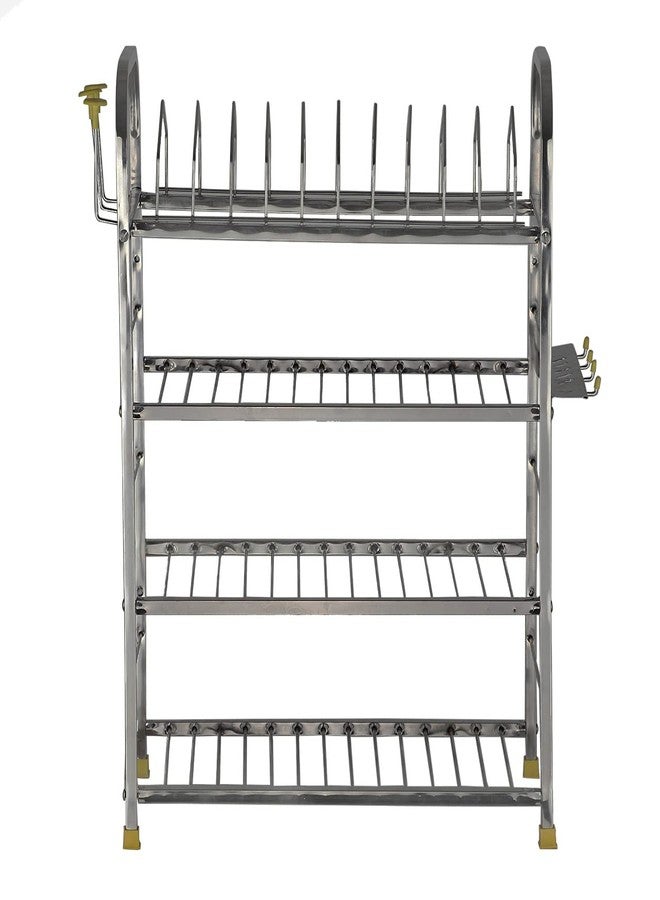 IronTech Stainless Steel Wall Mount Dish Rack/Modular Storage Rack/Utensils Rack With Plate & Cutlery Stand for Kitchen (24x18 Inch) - Image 3