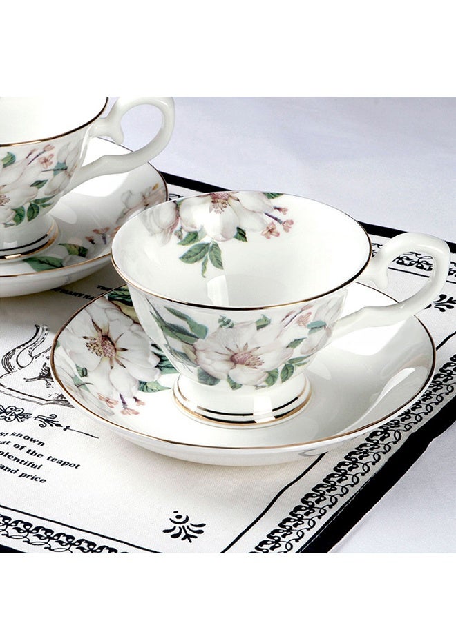 DUNISO طقم فناجين شاي وصحون بنوم بنه بتصميم كلاسيكي فرنسي، طقم شاي بورسلين لحفلات الشاي، أكواب شاي بعد الظهر، صحن لمطبخ حليب القهوة وغرفة الرسم - Image 3