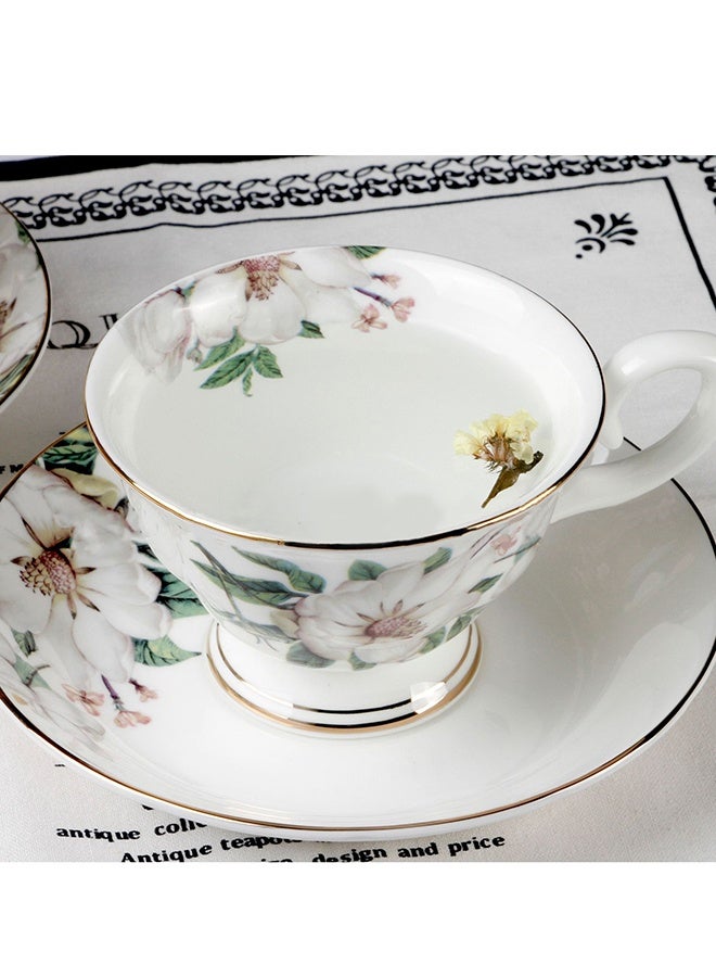 DUNISO طقم فناجين شاي وصحون بنوم بنه بتصميم كلاسيكي فرنسي، طقم شاي بورسلين لحفلات الشاي، أكواب شاي بعد الظهر، صحن لمطبخ حليب القهوة وغرفة الرسم - Image 4