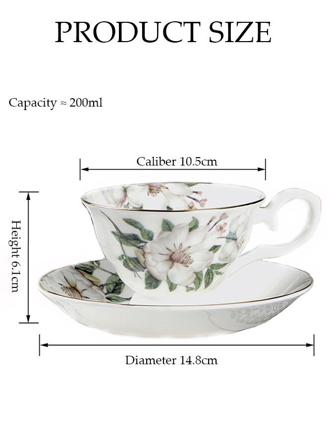 DUNISO French Retro Phnom Penh Tea Cups and Saucers Set Porcelain Tea Set for Tea Party Floral Afternoon Tea Cups Saucer for Coffee Milk Kitchen and Drawing Room  - Image 4