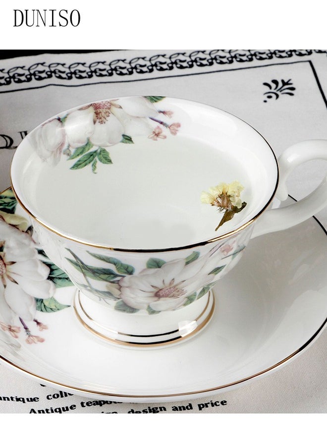 DUNISO French Retro Phnom Penh Tea Cups and Saucers Set Porcelain Tea Set for Tea Party Floral Afternoon Tea Cups Saucer for Coffee Milk Kitchen and Drawing Room  - Image 2