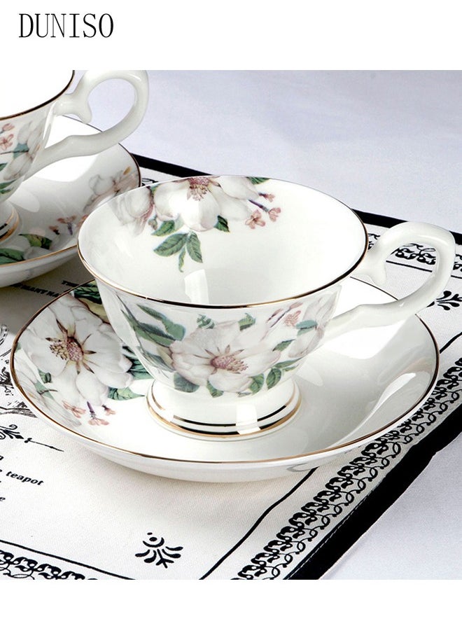 DUNISO French Retro Phnom Penh Tea Cups and Saucers Set Porcelain Tea Set for Tea Party Floral Afternoon Tea Cups Saucer for Coffee Milk Kitchen and Drawing Room  - Image 5