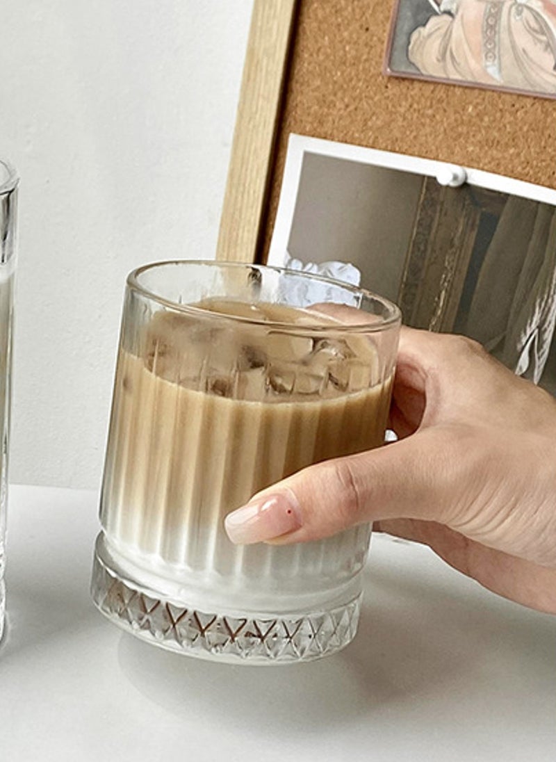 Glass Set, Set Of Six, Striped Cut Transparent Cup, Can Be Used For Drinking Water, Coffee, Tea, Juice, Milk, 350Ml - Image 5