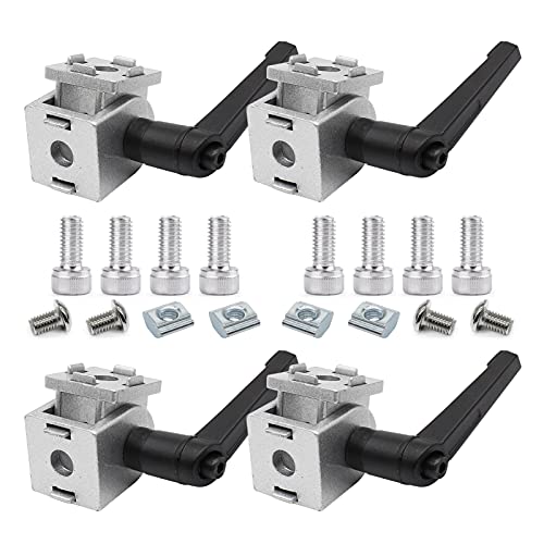 BLCCLOY 4 Sets Black 2020 Aluminum Extrusion Pivot Hinge Swivel Degree Angle Bracket with Handle for 20 Series 20/20 2040 V T Slot Extruded Aluminum Profile Hardware Connector - Image 1