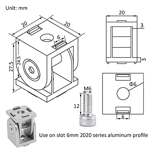 BLCCLOY 4 Sets Black 2020 Aluminum Extrusion Pivot Hinge Swivel Degree Angle Bracket with Handle for 20 Series 20/20 2040 V T Slot Extruded Aluminum Profile Hardware Connector - Image 2