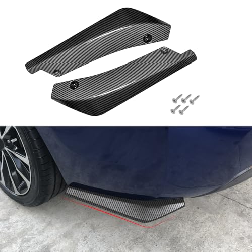Rebvugr 2PCS Universal Car Rear Bumper Lip Splitter Canard Diffuser Front Bumper Guard Carbon Fiber Lip Side Skirt Spoiler Splitter Wrap Angle Protector Rear Diffuser Car Spoiler for Most Vehicles - Image 1
