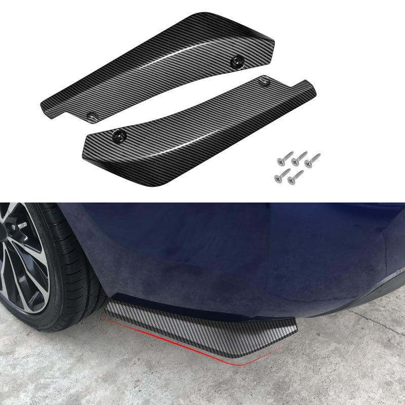 Rebvugr 2PCS Universal Car Rear Bumper Lip Splitter Canard Diffuser Front Bumper Guard Carbon Fiber Lip Side Skirt Spoiler Splitter Wrap Angle Protector Rear Diffuser Car Spoiler for Most Vehicles - Image 3
