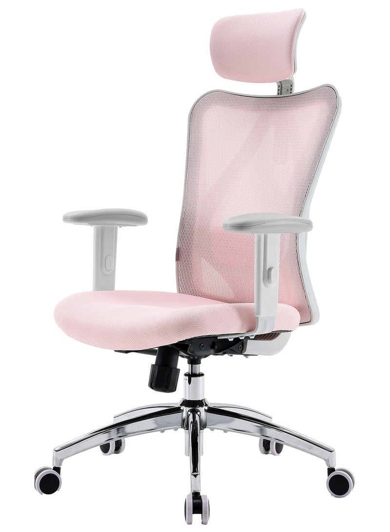 SIHOO M18 Ergonomic Office Chair, Computer Desk Chair with Adjustable Headrest and Lumbar Support, High Back Executive Swivel Chair for Home Office (Light Pink) - Image 1