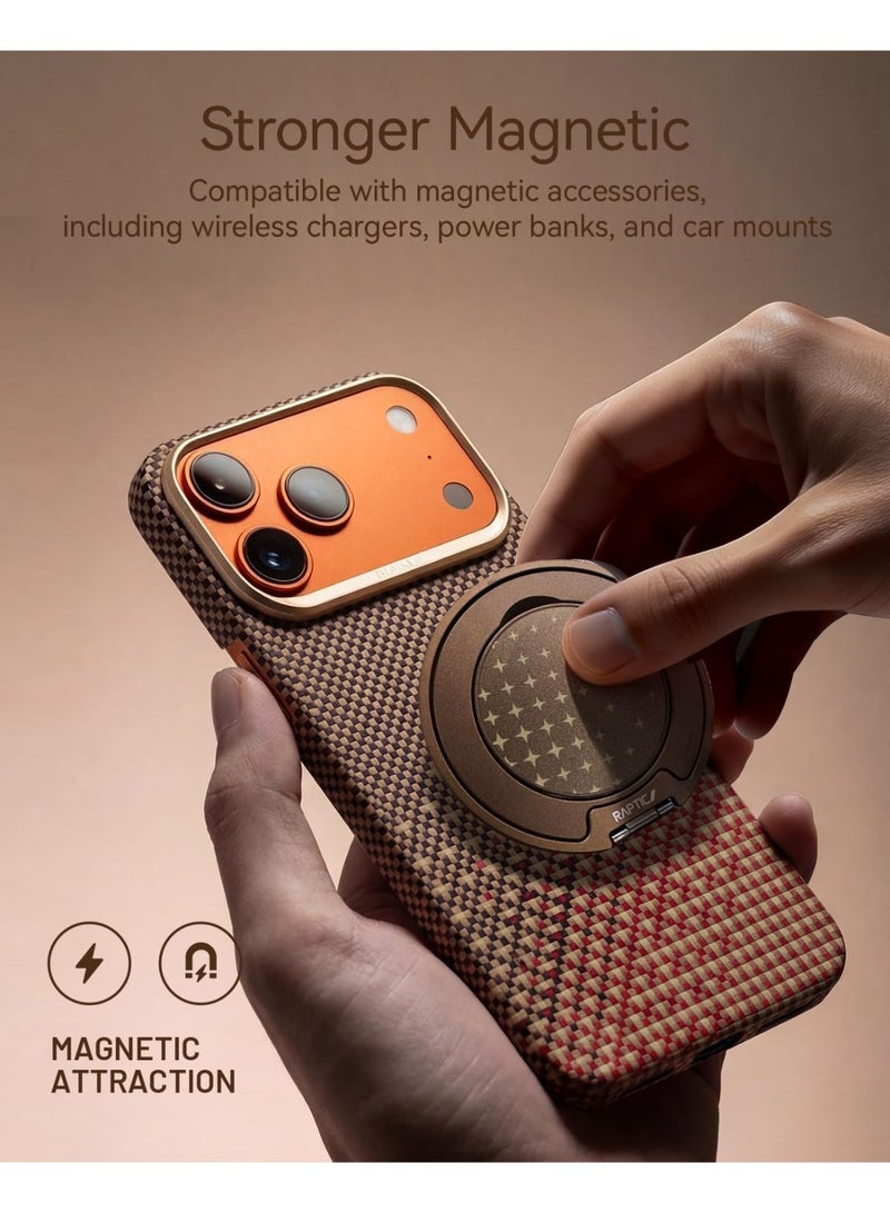 RAPTIC Aramid Skin for iPhone 17 PRO Case [MagSafe] Ultra Slim 1500D Aramid Fiber cover - Serenity Amber - Image 3