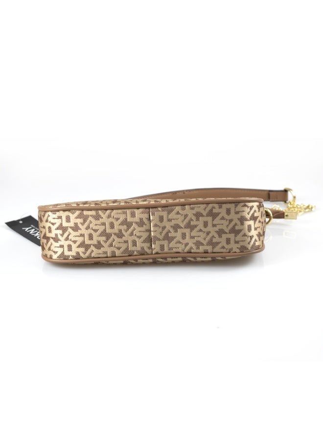 Donna Karan 2026 New Style Ready Stock Women Vintage  Baguette Shoulder Bag Monogram Pattern Inspired PU Leather Chain Spliced  Zipper Closure Ladies Underarm   Purse Daily Office Evening Party Handbag - Image 5
