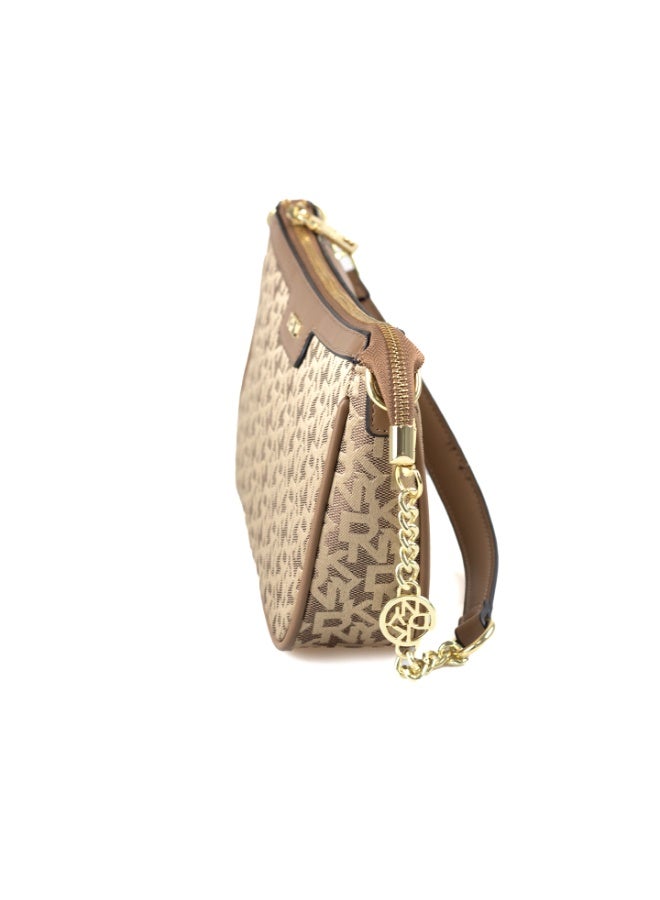 Donna Karan 2026 New Style Ready Stock Women Vintage  Baguette Shoulder Bag Monogram Pattern Inspired PU Leather Chain Spliced  Zipper Closure Ladies Underarm   Purse Daily Office Evening Party Handbag - Image 2