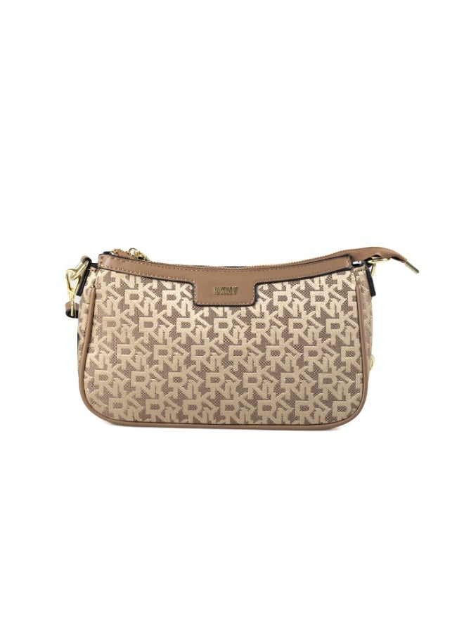 Donna Karan 2026 New Style Ready Stock Women Vintage  Baguette Shoulder Bag Monogram Pattern Inspired PU Leather Chain Spliced  Zipper Closure Ladies Underarm   Purse Daily Office Evening Party Handbag - Image 1