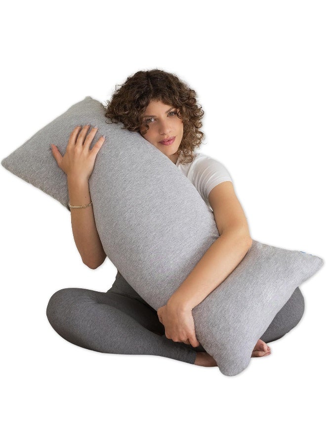 Pharmedoc Body Pillow, Pregnancy Pillow for Sleeping, Side Sleeper Maternity Pillow, Body Pillow for Adults, Memory Foam Pillow, Grey - Image 1