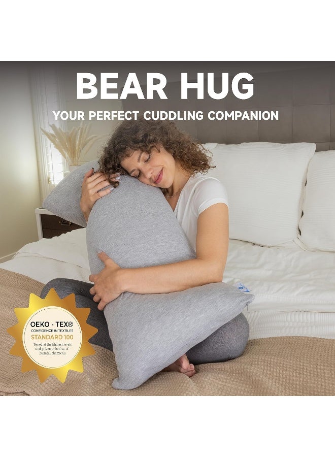 Pharmedoc Body Pillow, Pregnancy Pillow for Sleeping, Side Sleeper Maternity Pillow, Body Pillow for Adults, Memory Foam Pillow, Grey - Image 2