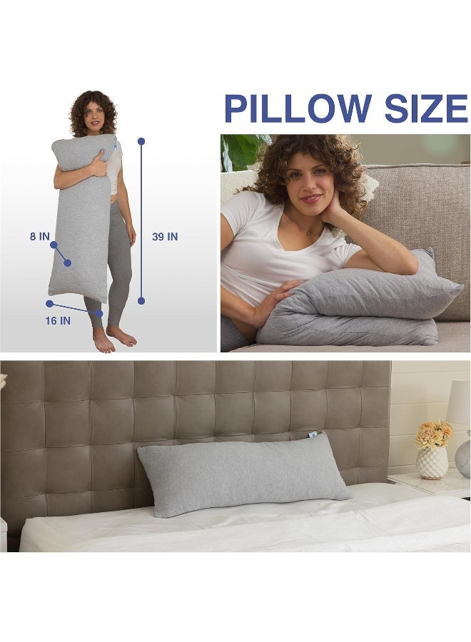 Pharmedoc Body Pillow, Pregnancy Pillow for Sleeping, Side Sleeper Maternity Pillow, Body Pillow for Adults, Memory Foam Pillow, Grey - Image 4