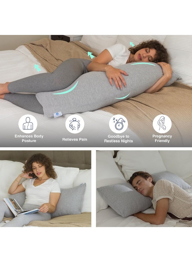 Pharmedoc Body Pillow, Pregnancy Pillow for Sleeping, Side Sleeper Maternity Pillow, Body Pillow for Adults, Memory Foam Pillow, Grey - Image 3