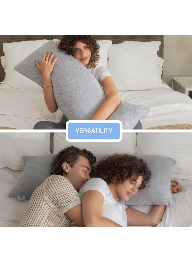Pharmedoc Body Pillow, Pregnancy Pillow for Sleeping, Side Sleeper Maternity Pillow, Body Pillow for Adults, Memory Foam Pillow, Grey - Image 5
