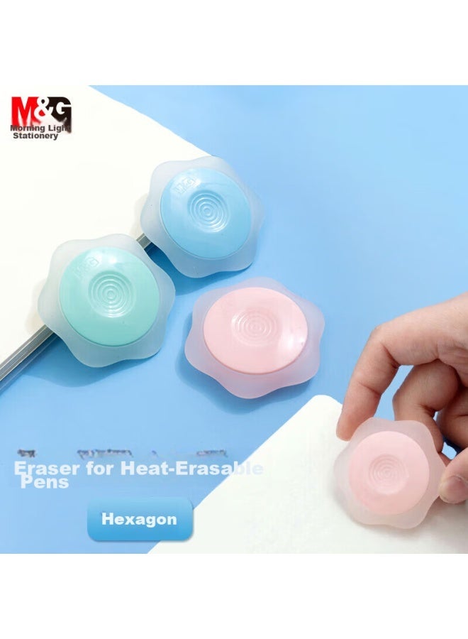 M.G Chenguang Erasable Rubber Eraser, Hexagonal Candy Color, Erasable Neutral Pen Eraser, Random Color, Axpq2001, 5-pack (1 Extra Eraser  Included) - Image 1