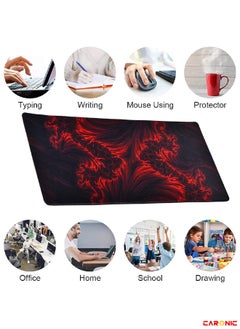 Extended Gaming Mouse Pad with Stitched Edges Durable Non-Slip Natural Rubber Base  Waterproof Computer Keyboard Pad Mat For Esports Pros Gamer Desktop Office Home Red-Black - pzsku/Z6966FC6AFCBC1EBAC4B9Z/45/_/1691395973/654e483a-470f-4ea3-8560-813d6dfcfd3d