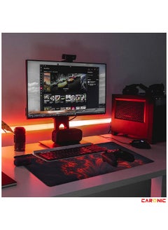 Extended Gaming Mouse Pad with Stitched Edges Durable Non-Slip Natural Rubber Base  Waterproof Computer Keyboard Pad Mat For Esports Pros Gamer Desktop Office Home Red-Black - pzsku/Z6966FC6AFCBC1EBAC4B9Z/45/_/1691395976/621c5315-23e8-4e41-959c-913460a18d71