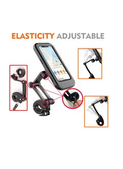 Generic Waterproof mobile holder for bike and motorcycle, with 360 degree rotation and height adjustable, touch screen and mobile clip attached to the bike handlebar for mobile, less than 6.9 inches - from Rana store  - Image 2