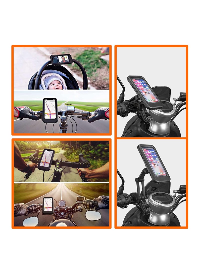 Generic - Waterproof mobile holder for bike and motorcycle, with 360 degree rotation and height adjustable, touch screen and mobile clip attached to the bike handlebar for mobile, less than 6.9 inches - from Rana store - Image 1