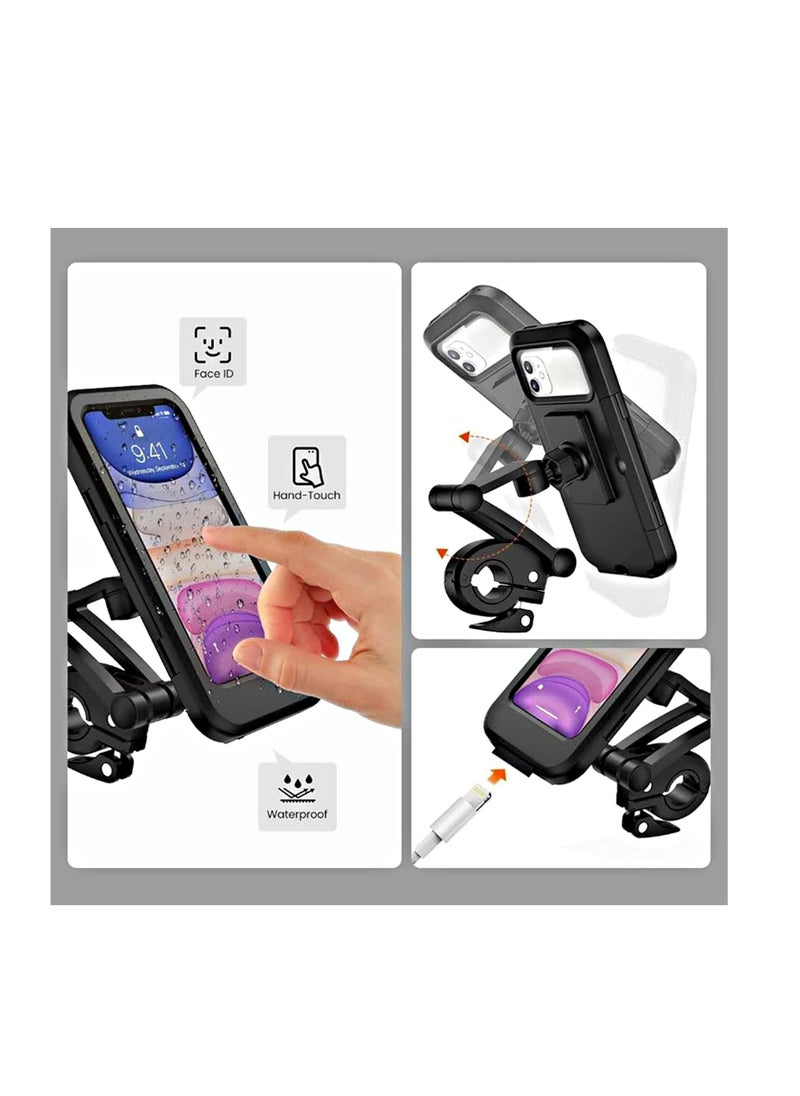 Generic - Waterproof mobile holder for bike and motorcycle, with 360 degree rotation and height adjustable, touch screen and mobile clip attached to the bike handlebar for mobile, less than 6.9 inches - from Rana store - Image 1
