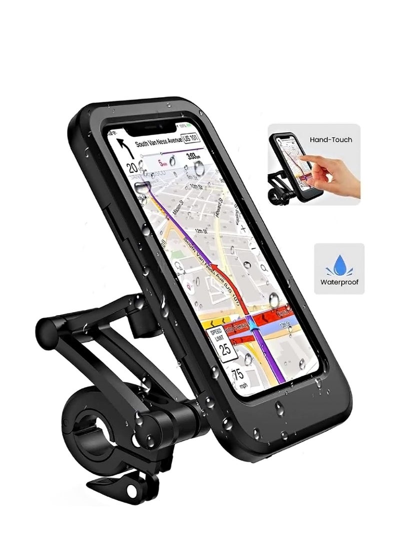 Generic - Waterproof mobile holder for bike and motorcycle, with 360 degree rotation and height adjustable, touch screen and mobile clip attached to the bike handlebar for mobile, less than 6.9 inches - from Rana store - Image 1