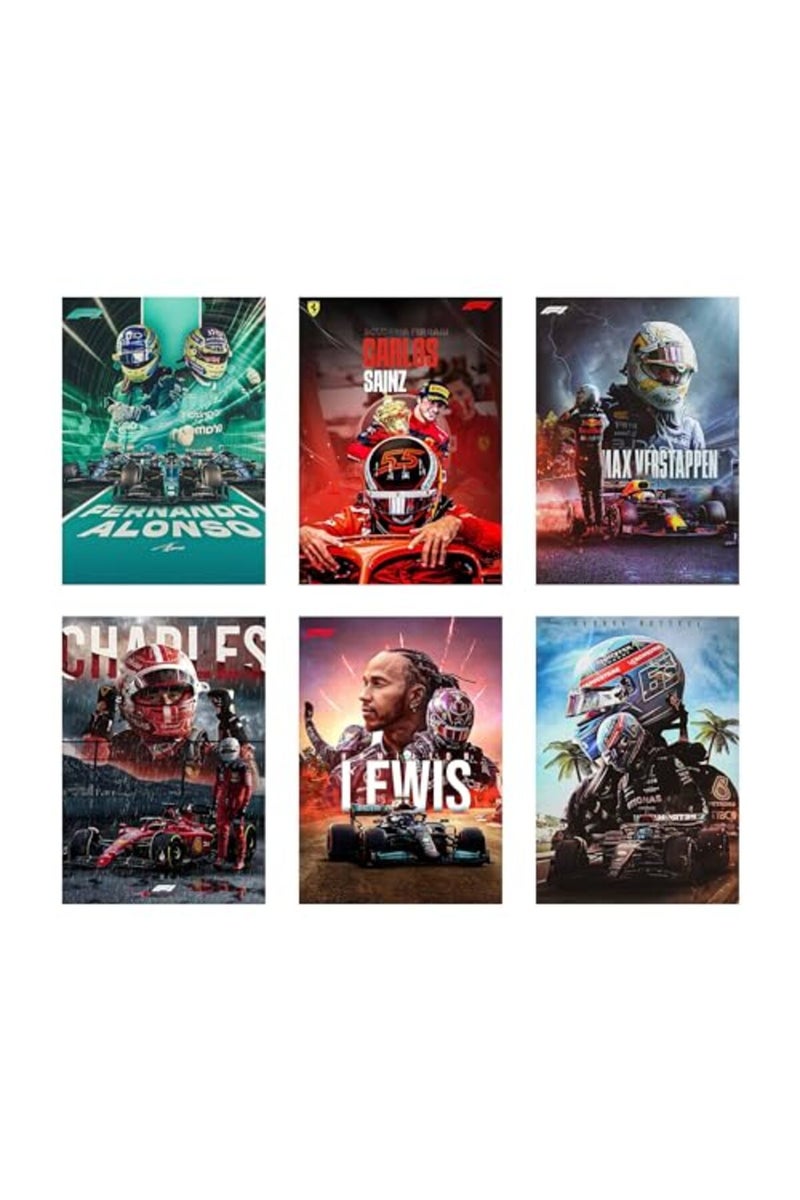 CodersParadise paper Pack of 6 - F1 Formula One Wall Posters 8x12 inch (A4 Size) Included Glue dots Wall Decor Posters Wall Art For Bedroom, Living room, Office - Image 2